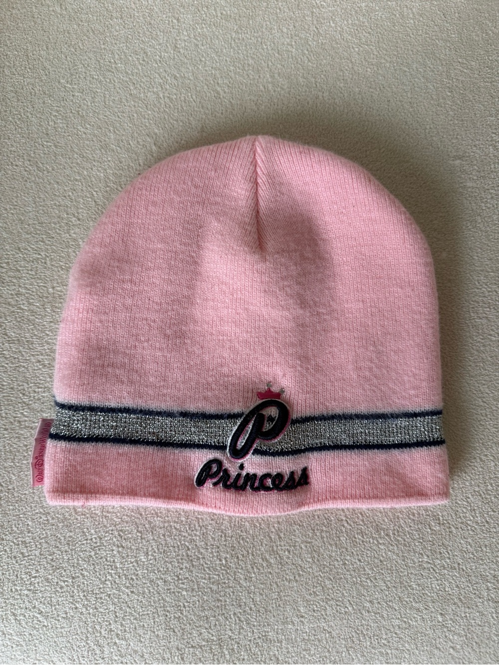 Disney Pink 'Princess' Knit Beanie with Silver Stripe